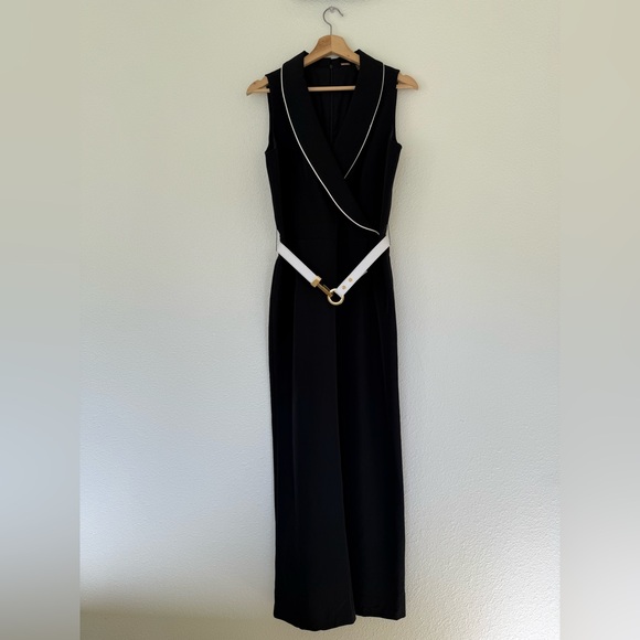 Tahari Collared V-Neck Scuba Jumpsuit - Picture 13 of 13